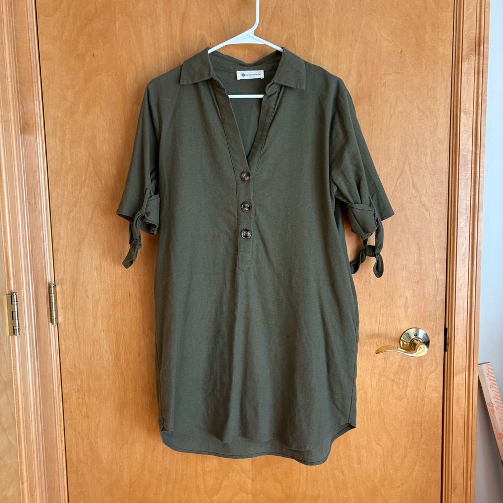 The Impeccable Pig‎ Khaki green dress linen